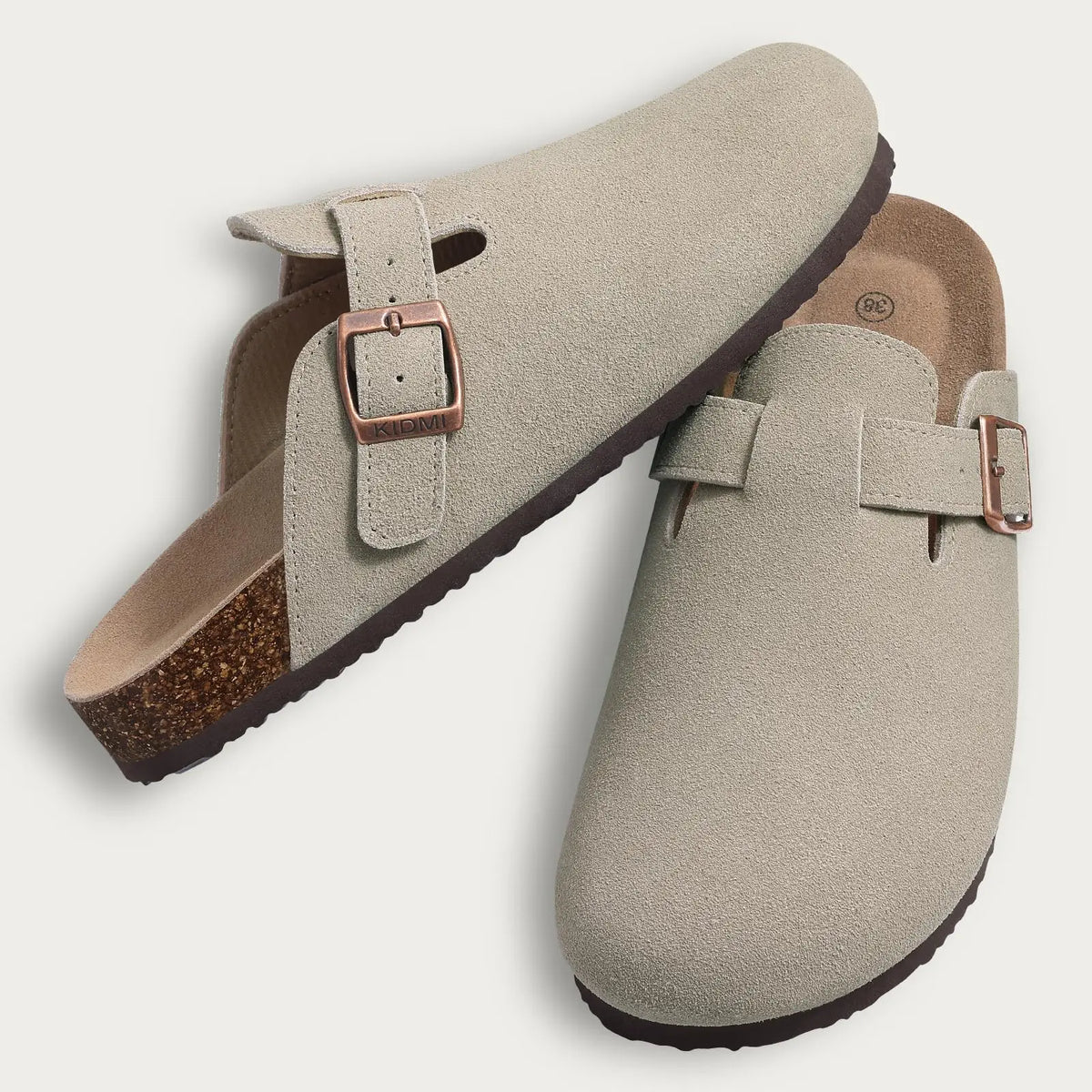 Crestar Damen-Clogs, Pantoletten, Kork-Clogs, Hausschuhe, Herren, Outdoor-Pantoletten, Wildleder-Clogs, Schuhe mit Fußgewölbeunterstützung, Mule-Leder-Clogs, Sandale