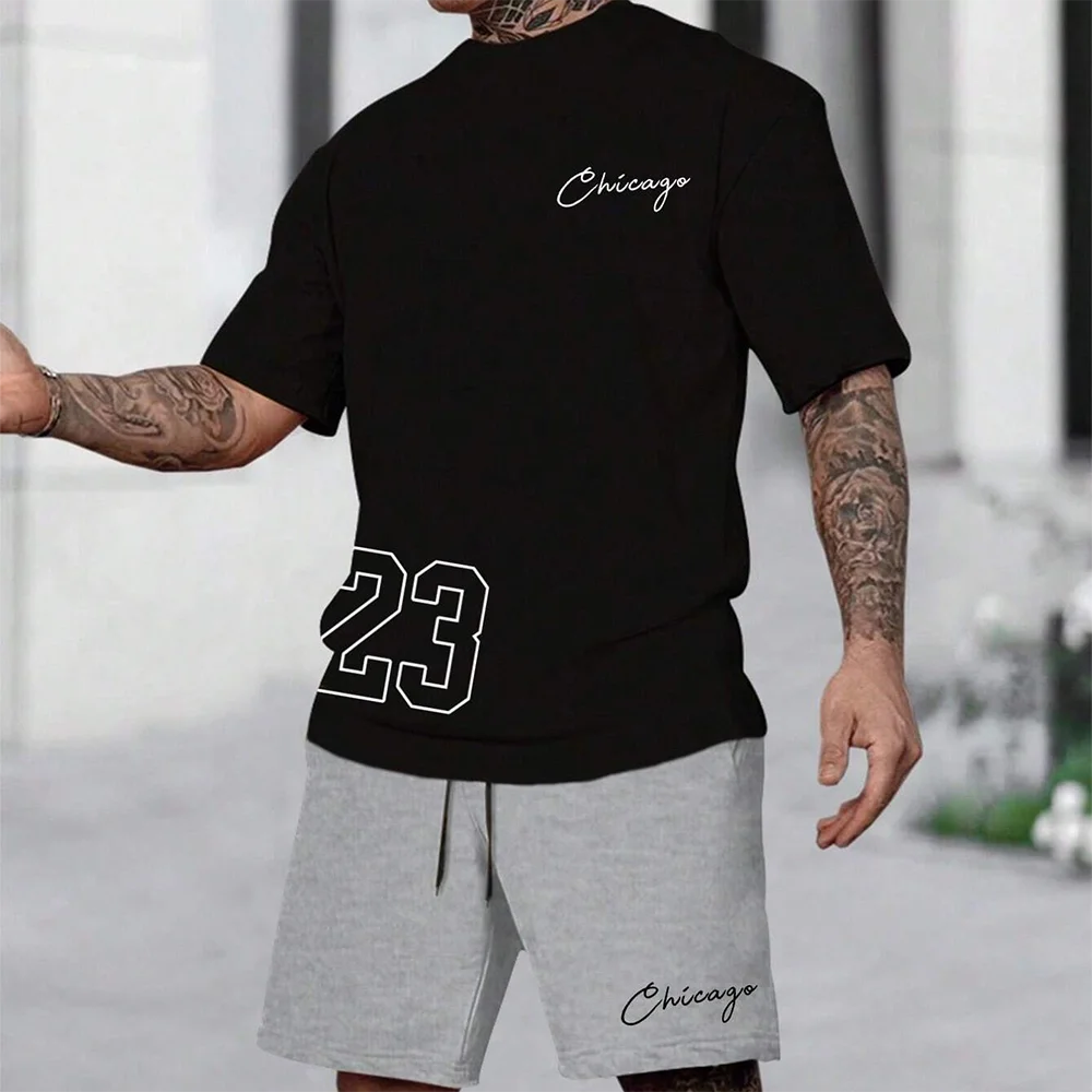 2025, Sommer, neues Herren-T-Shirt, Shorts-Set, Sonnenbrille, Bärendruck, kurzärmeliges Rundhals-T-Shirt, Sommer, lässig, Outdoor, bequem