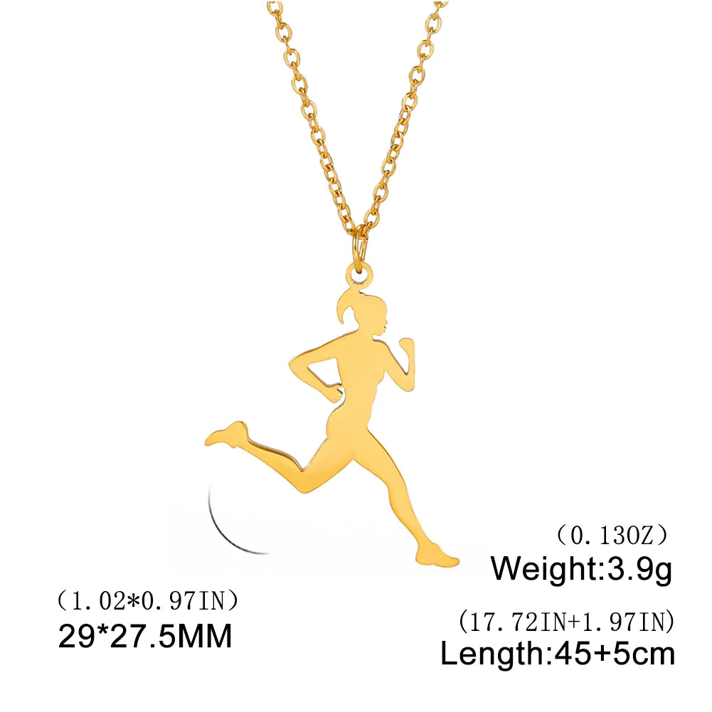 Amaxer Edelstahl Sport Sportler Künstlerische Gymnastik Halskette Für Frauen Anhänger Halsband Team Schmuck Geschenk