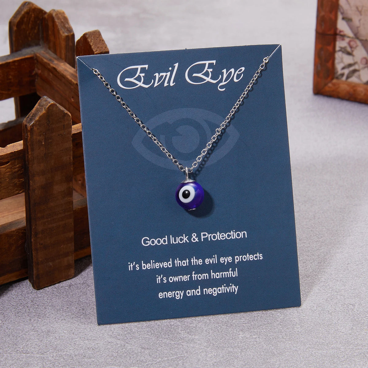 Türkische böse Blick Halskette blau Glas Anhänger Edelstahl Kette mit Karte bringen viel Glück Schmuck für Frauen Männer Geburtstags geschenk