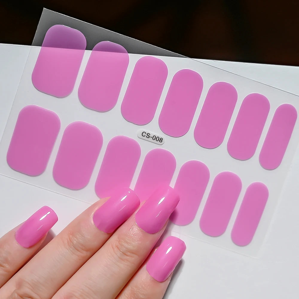 14 Tipps Full Wrap Nagellack Aufkleber Selbstklebende einfarbige Gel-Nagelstreifen Kunst Aufkleber Nicht halbgehärtete DIY Nageldekorationen