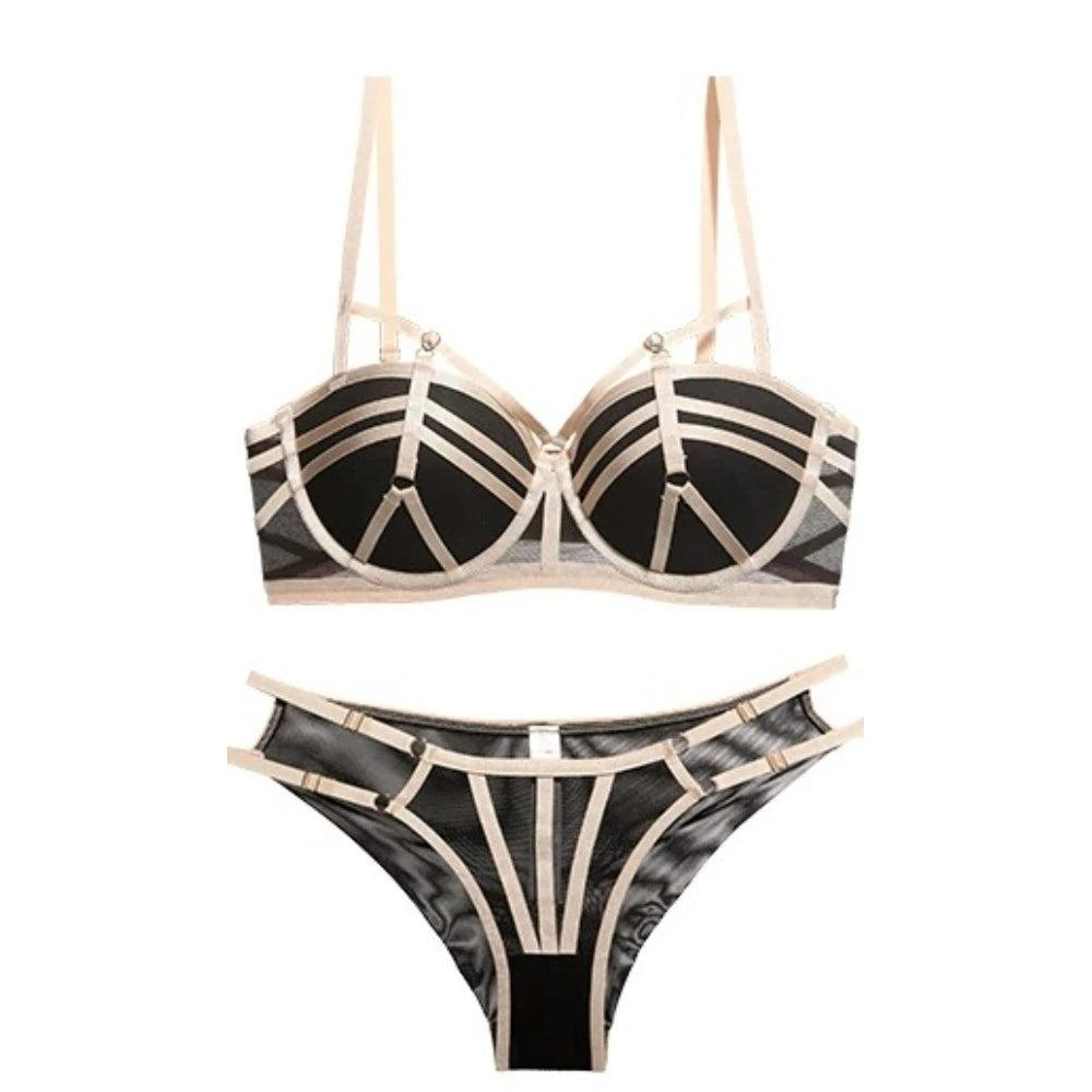 Push-up-BH-Set aus französischer Spitze für kleine Brüste, Balconette, weicher Bügel, natürlicher Push-up-Effekt, Anti-Sag-Effekt, Riemchen-Rücken, Lingerie für den täglichen Gebrauch, Komfort.