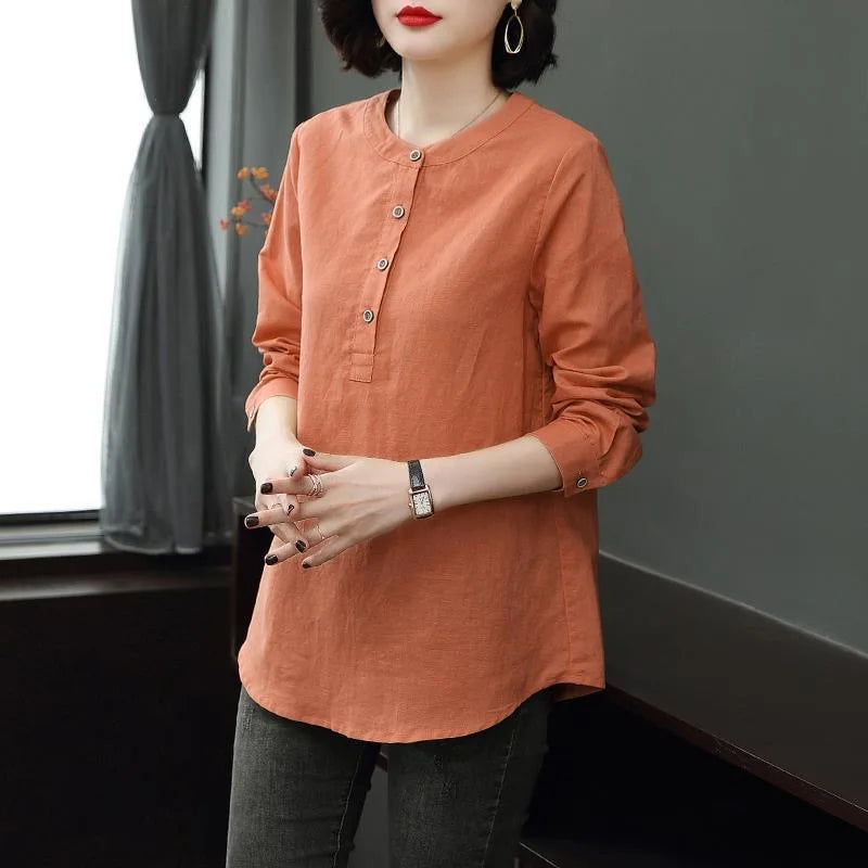 Frau Frühling Herbst Stil Blusen Hemden Dame lässig Langarm Stand Kragen Blusas Tops df4955