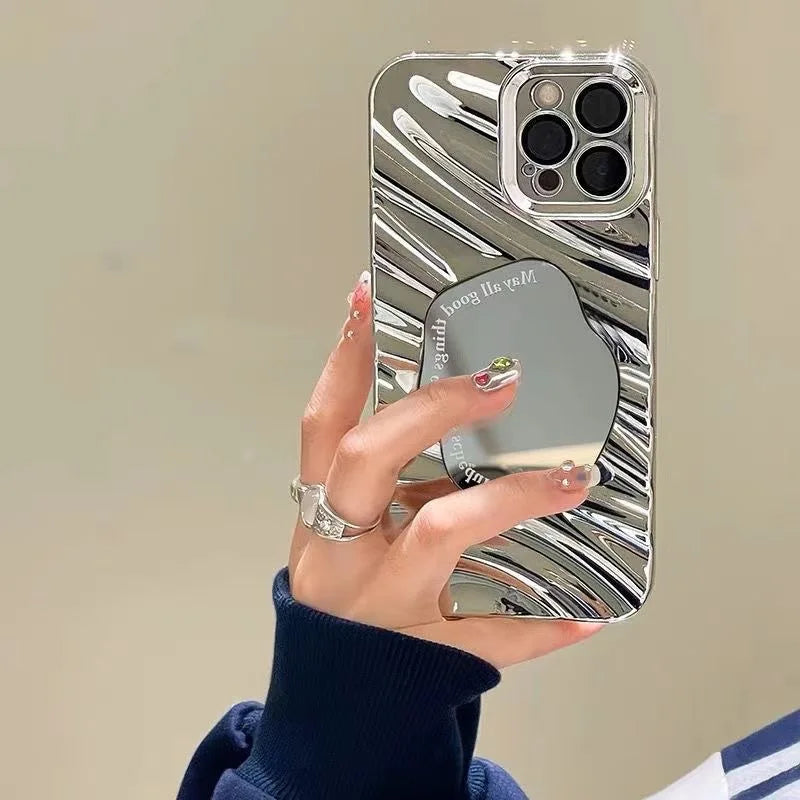 Verspiegelte Wellenmuster-Handyhülle für iPhone 17 Pro Max 16 15 14 Pro 13 11 12 Air 16Pro Max 15ProMax Stoßfeste Schutzhülle