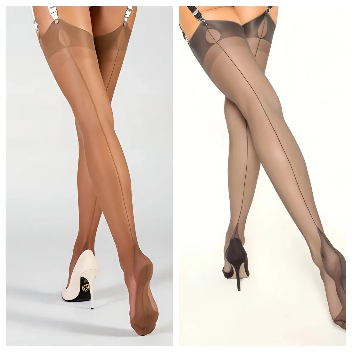 Luxuriöse Polyamid 80% Overknee-Strümpfe für Damen, 8 Denier, Einfarbig, Strickstoff, Rückennaht, Elegant & Sexy