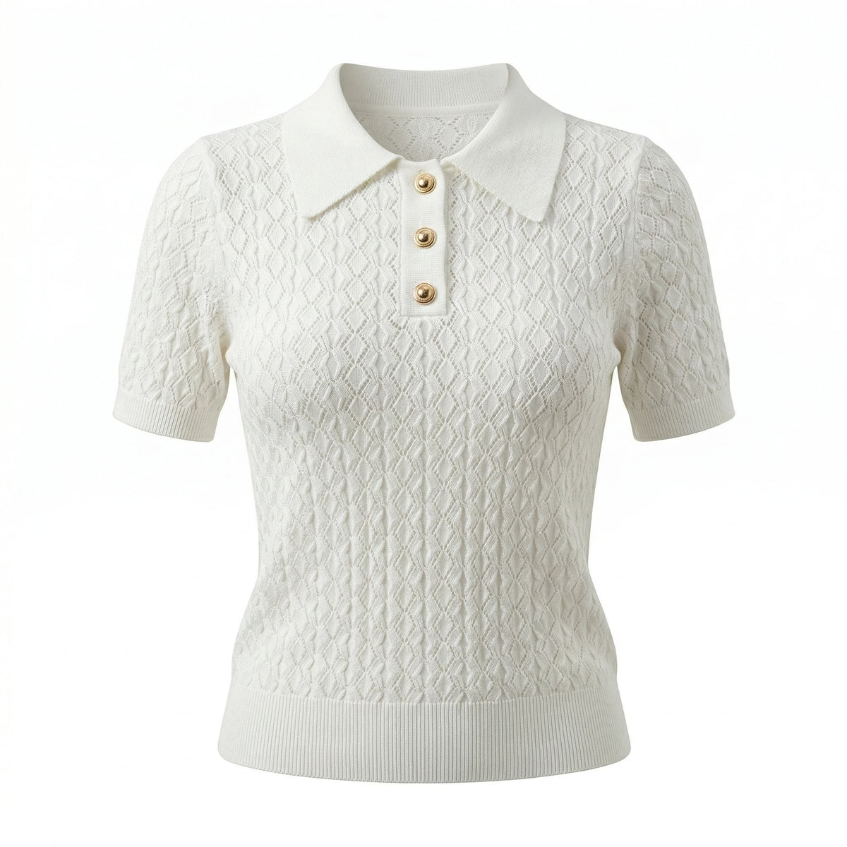 Smvp Eisseide Poloshirt 2026 Gestricktes Kurzarm-T-Shirt Damen Neu Schick Dünn Einzigartig Jacquard Damen-Oberteil Koreanischer Stil Kleidung