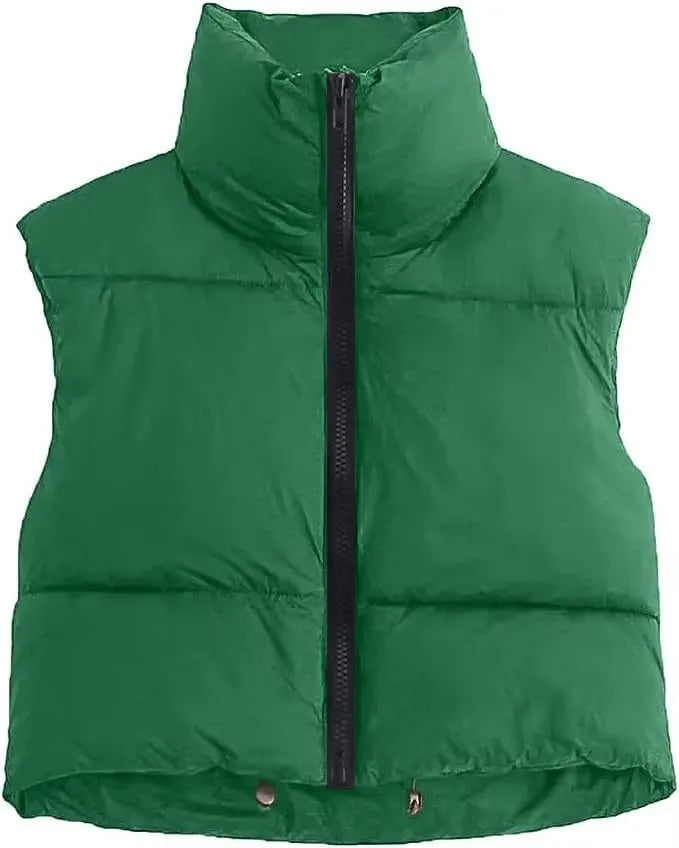Kurze Daunenweste für Damen im Herbst und Winter, kurze Stehkragenweste, warme, ärmellose, gesteppte Weste, Outdoor-Reisejacke, Oberteile