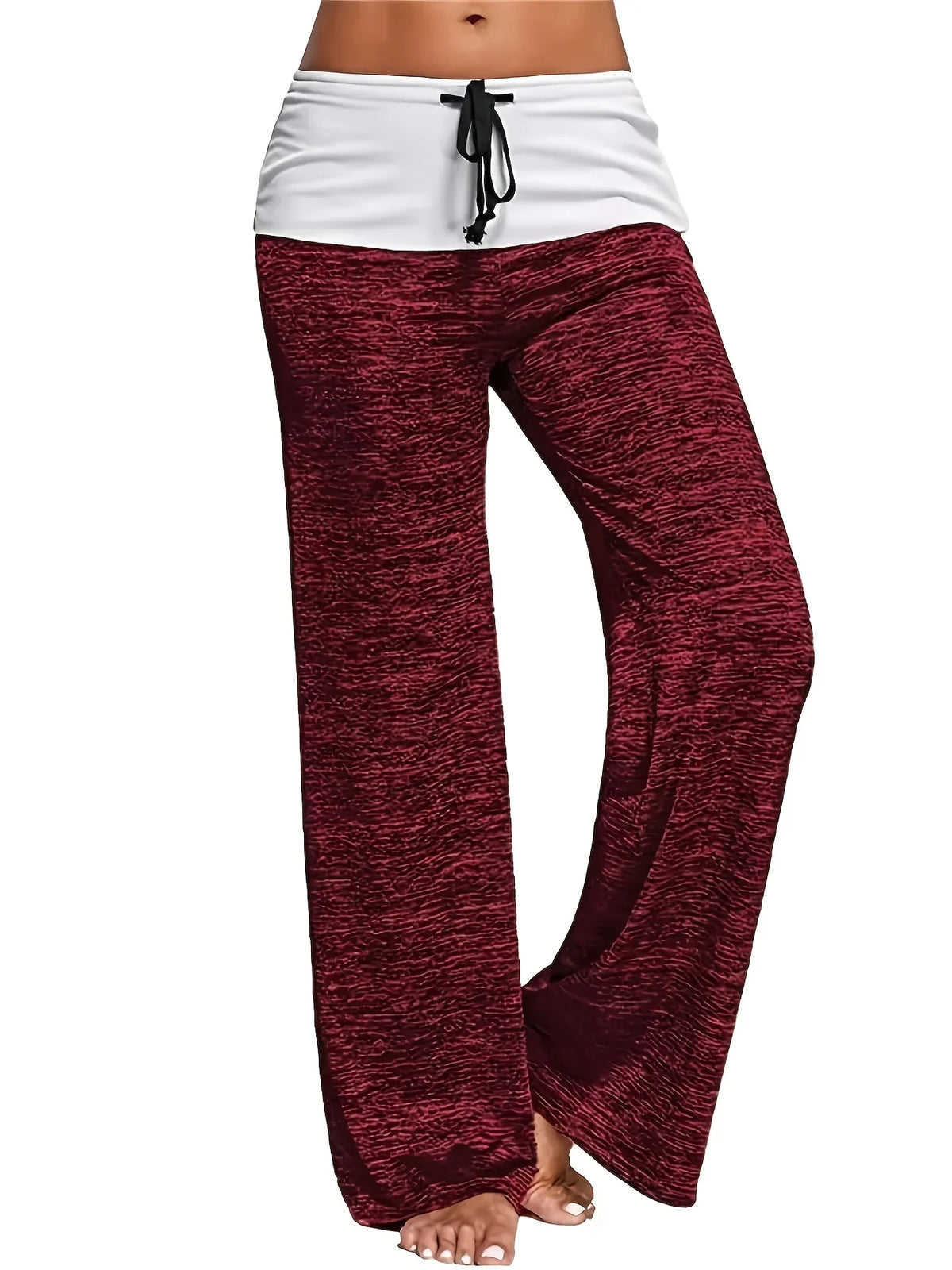 Plus Größe 1XL-5XL Damen Casual Lose Kordelzug Spleißen Hosen Mode Breites Bein Stretch Yoga Hosen