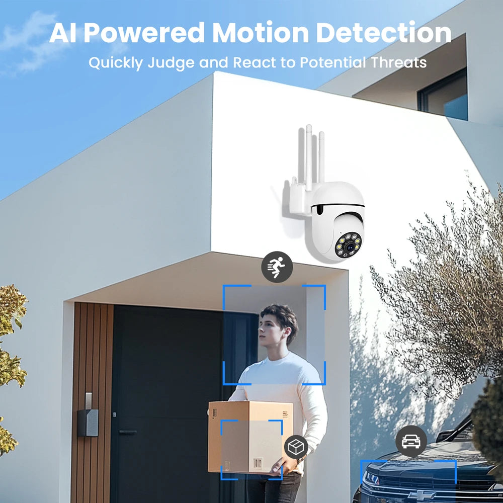 Cam720 APP 5MP PTZ IP-Kamera Intelligente Außen-Überwachungskamera WLAN CCTV mit Farbnachtsicht Drahtlose HD 2-Wege-Audio-Kommunikation