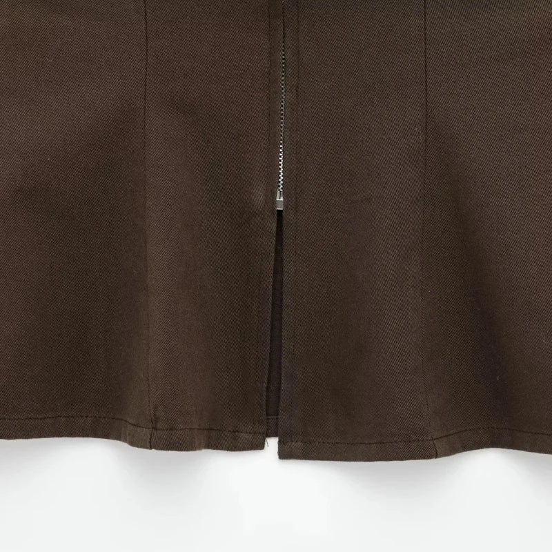 HXAO Braunes Denim-Hosen-Set für Damen, 2025, Frühling, 2-teiliges Set, Outfit, Korsett-Tops, weites Bein, Hosen, modisches, elegantes Hosen-Set