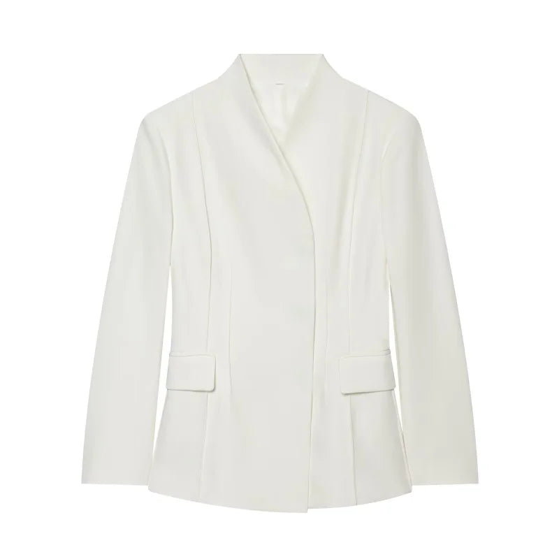 ETJ 2025 Damen-Anzugjacke im neuen Modedesign, dreidimensionaler Schnitt, hoher Kragen, schmale Anzugjacke und passende Freizeithose