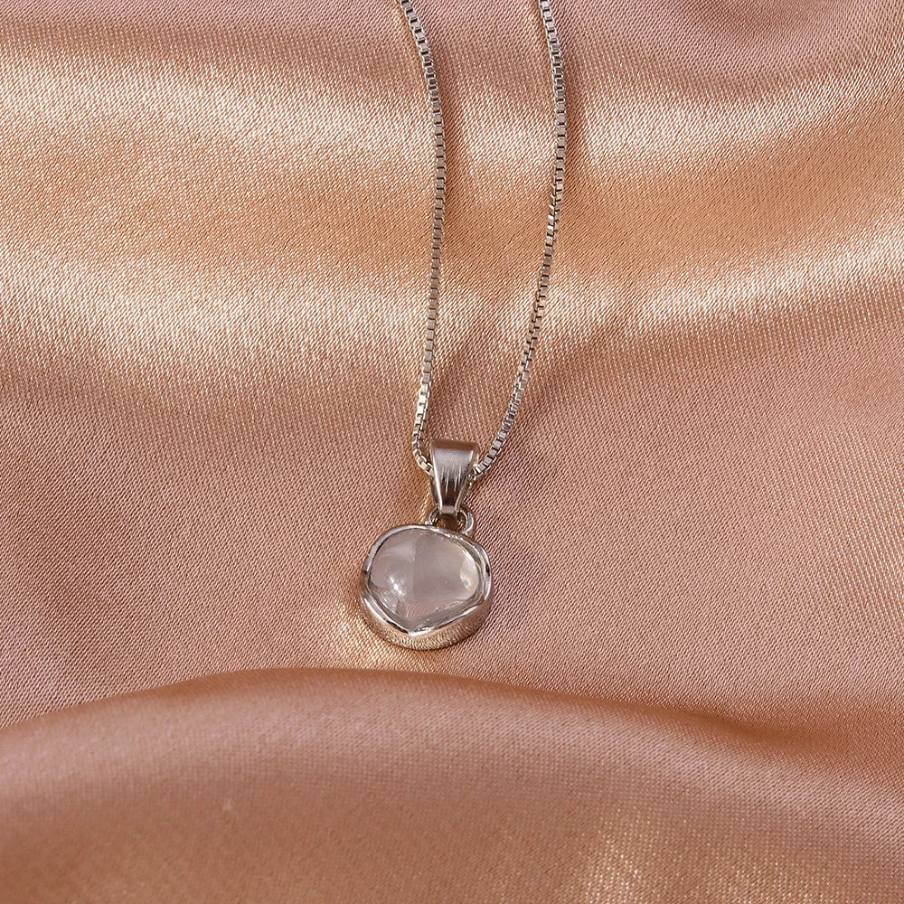Aihua Mode Minimalistische Runde Opal Anhänger Halskette für Frauen Geometrische Schlüsselbein Ästhetische Kette Sommer Schmuck Zubehör