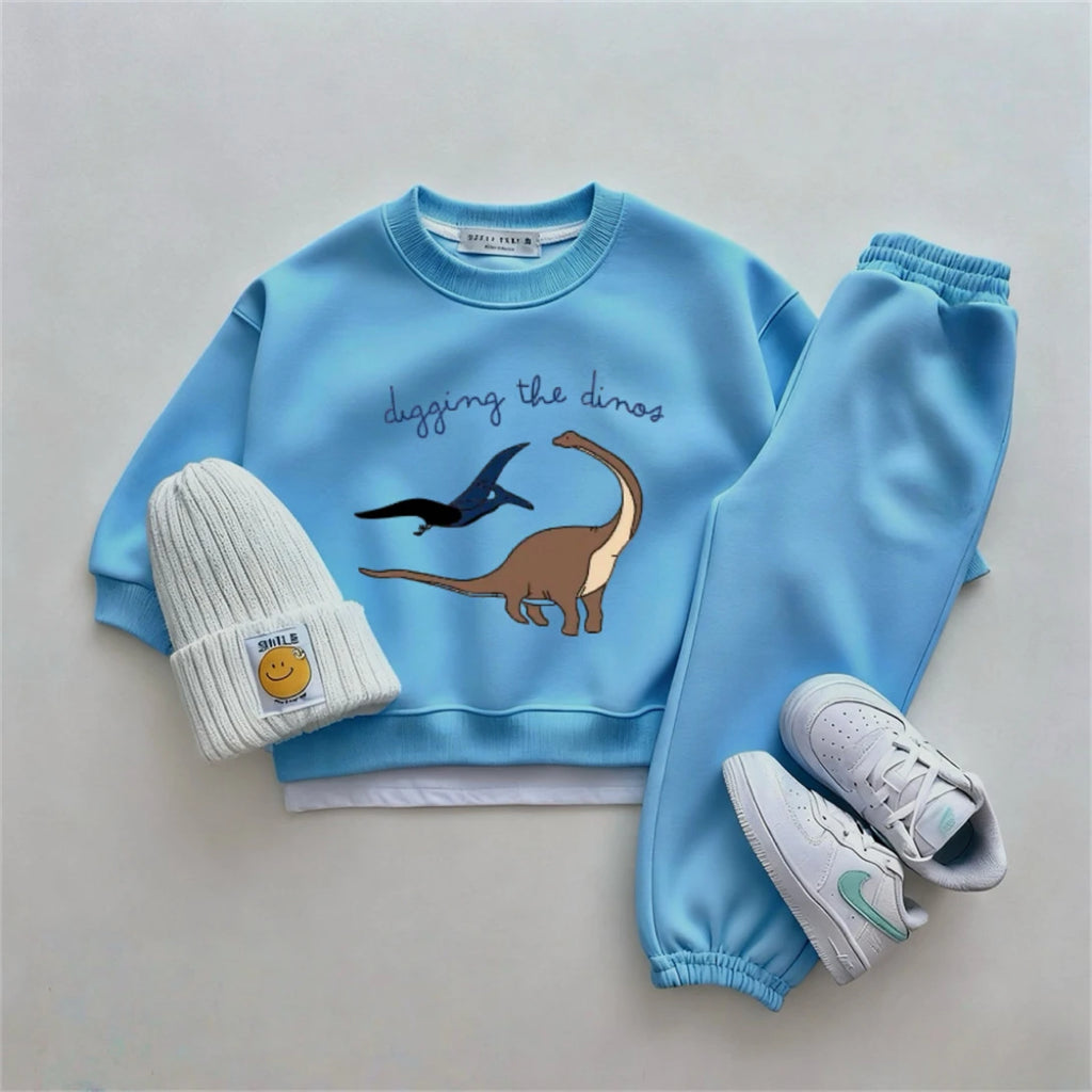 Cartoon-Print Sweatshirts+Hosen 2-teiliges Set Bedruckter Hoodie Weite Hosen Outfits für Jungen Mädchen Kleinkinder Neues Design Hoodie Weite Hosen