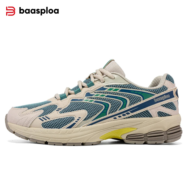 Baasploa Herren-Laufschuhe, Sommer-Mesh-atmungsaktive Vintage-Schuhe, hochwertige, modische, elastische Sportschuhe für Herren