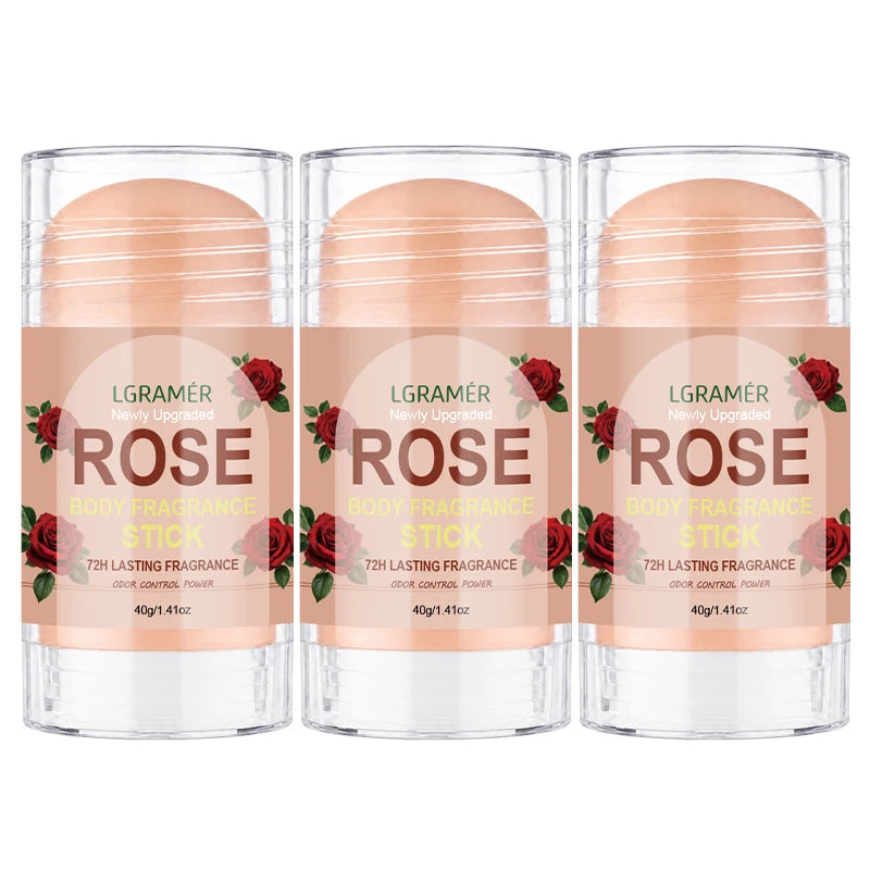 Rosen-Duft Deodorant Stick 72H Langanhaltender Duft Natürliche Pflanzenformel Glatter Nicht-Klebriger Geruchskontrollierender Körperbalsam für Täglichen Gebrauch