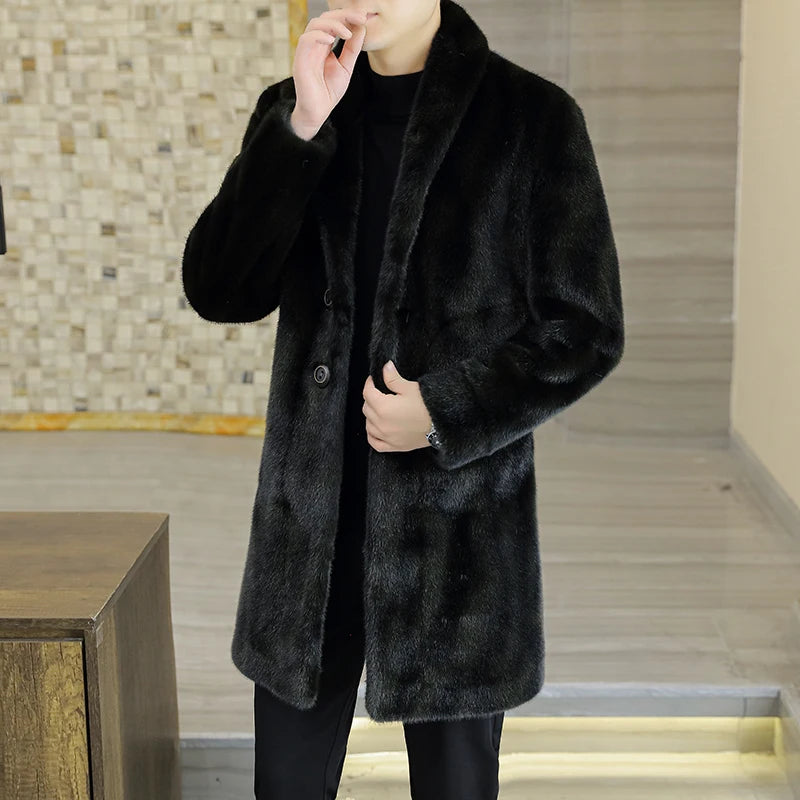 Hohe Qualität Mode Hübsche doppelseitige Tragen Pelz Ein Dicken Winter Anzug Kragen Trenchcoat Gold Nerz Pelz männer top Taste