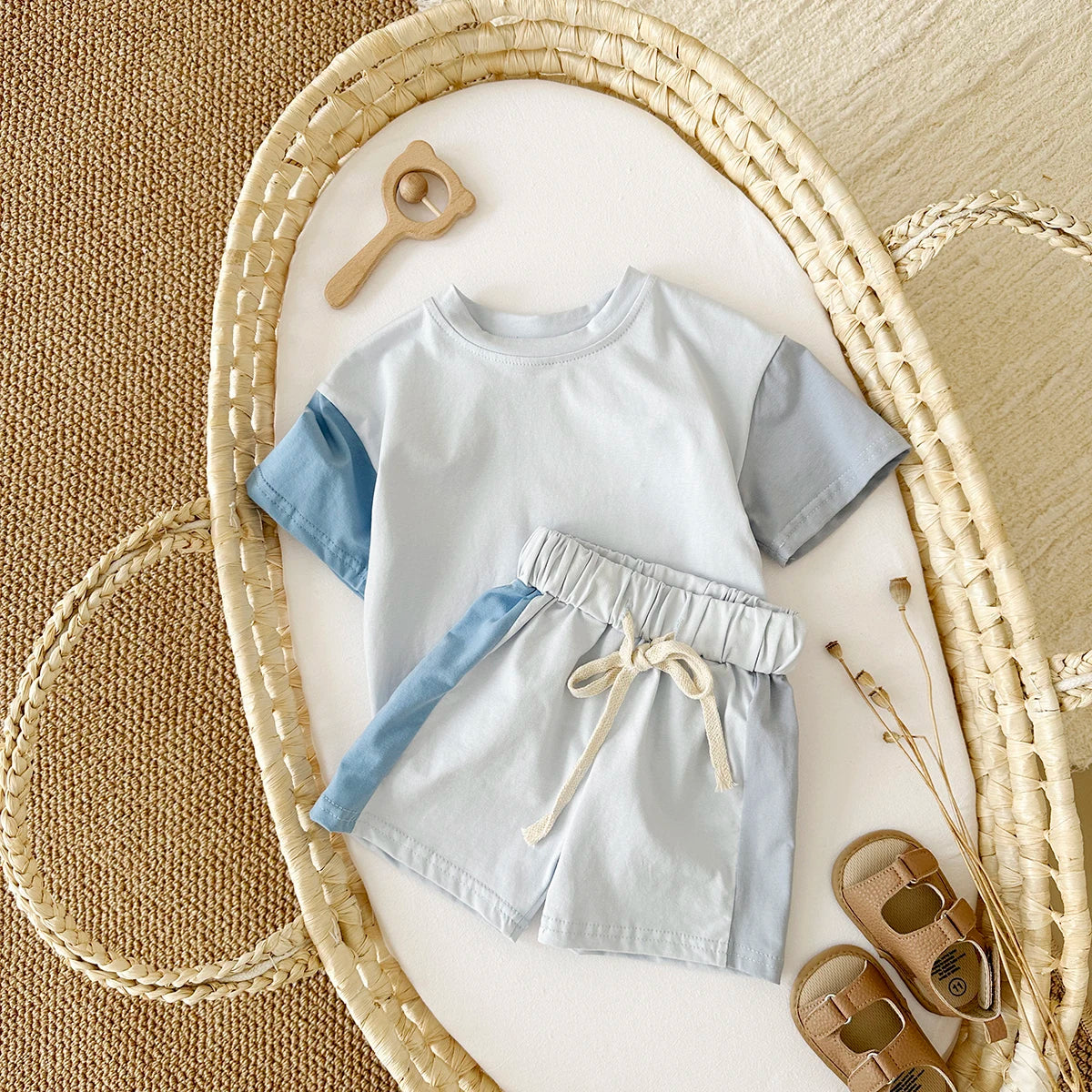 Sommer kinder Kleidung Baby Jungen T-Shirt + Hose 2Pcs Kinder Solide Kurzarm Elastische Taille Anzug Toddle Mädchen kleidung Baby Outfit
