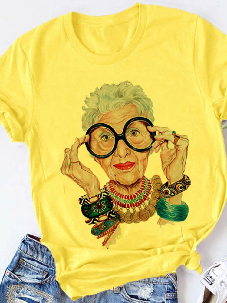 Gelbes Kurzarm-T-Shirt für Damen, lässige Damenoberteile, Harajuku-Streetwear, Sommerdruck, Drop Ship