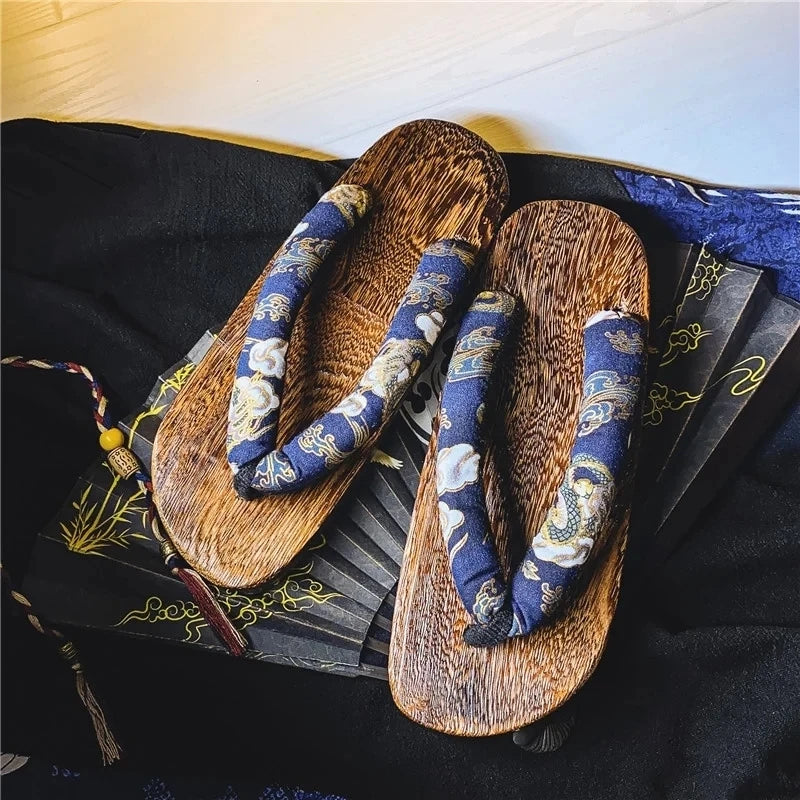 Herren-Slipper, 2022, neue japanische Fischgräten-Hausschuhe, Holz-Clogs, Geta-Flip-Flops, rutschfest, im Sommer, Cos-Schuhe