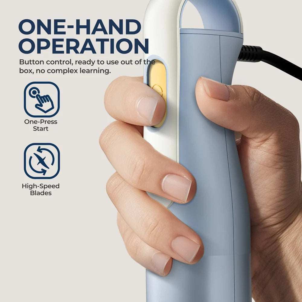 4-in-1-Handmixer-Set, Stabmixer mit Edelstahlklingen zum Mischen von Lebensmitteln in der Küche, hellblaues Anfänger