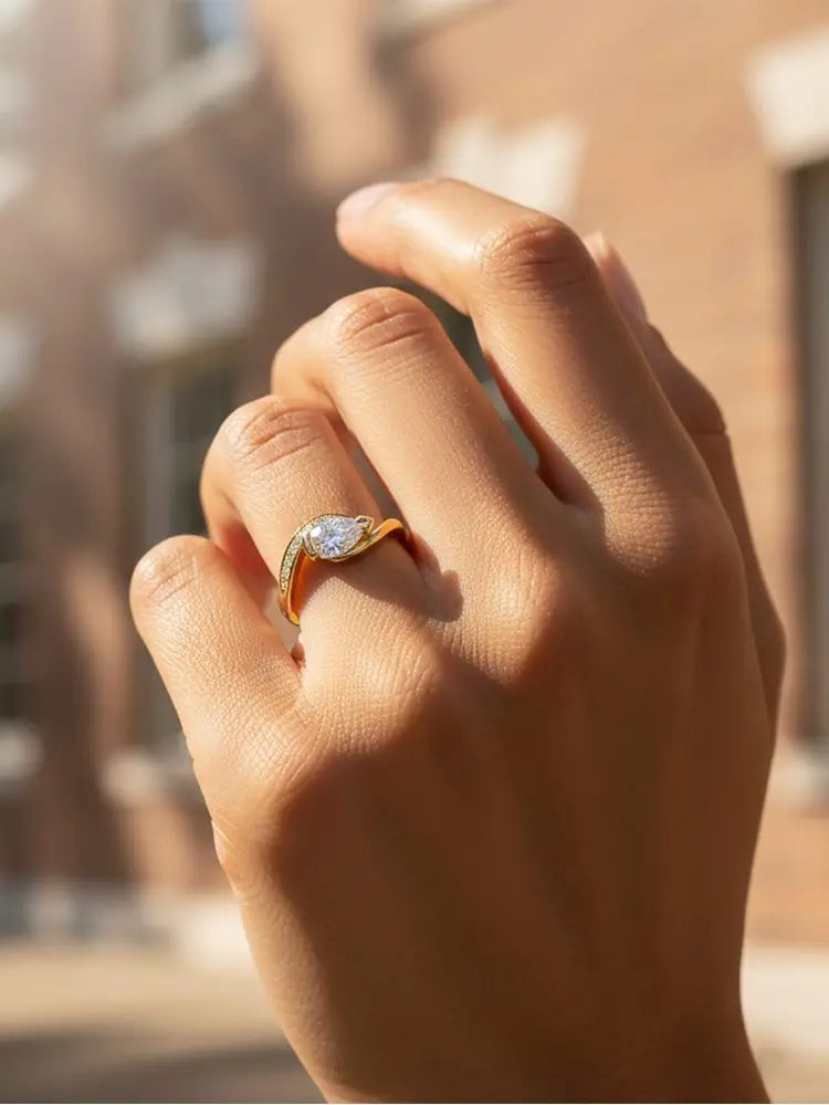 925er Sterlingsilber, modisch, exquisiter Wassertropfen-Zirkon-Ring für Frauen, Verlobung, Hochzeit, Jahrestag, hochwertiger edler Schmuck