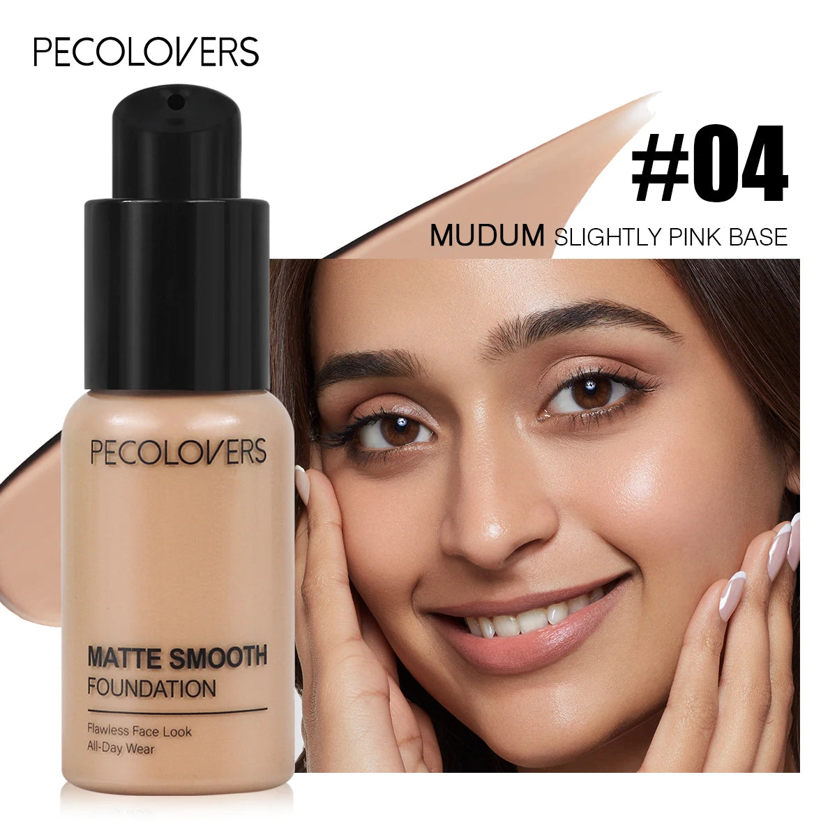 1PC Flawless Liquid Foundation – Vollständige Abdeckung, matt, wasserfest, verbirgt Hautunreinheiten, verschiedene Farbtöne