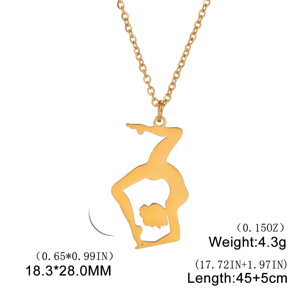 Amaxer Edelstahl Sport Sportler Künstlerische Gymnastik Halskette Für Frauen Anhänger Halsband Team Schmuck Geschenk