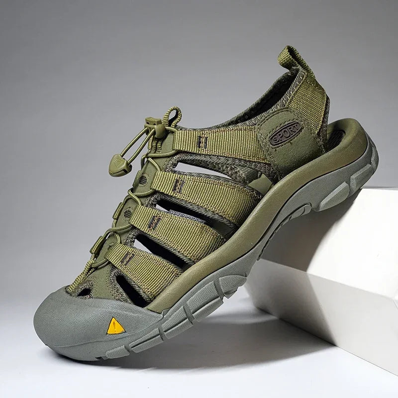 Sommerliche, hochwertige, rutschfeste Strandschuhe für Herren, modische Turnschuhe, Herren-Wandersandalen, Outdoor-Leder-Bergsteiger-Reiseschuhe