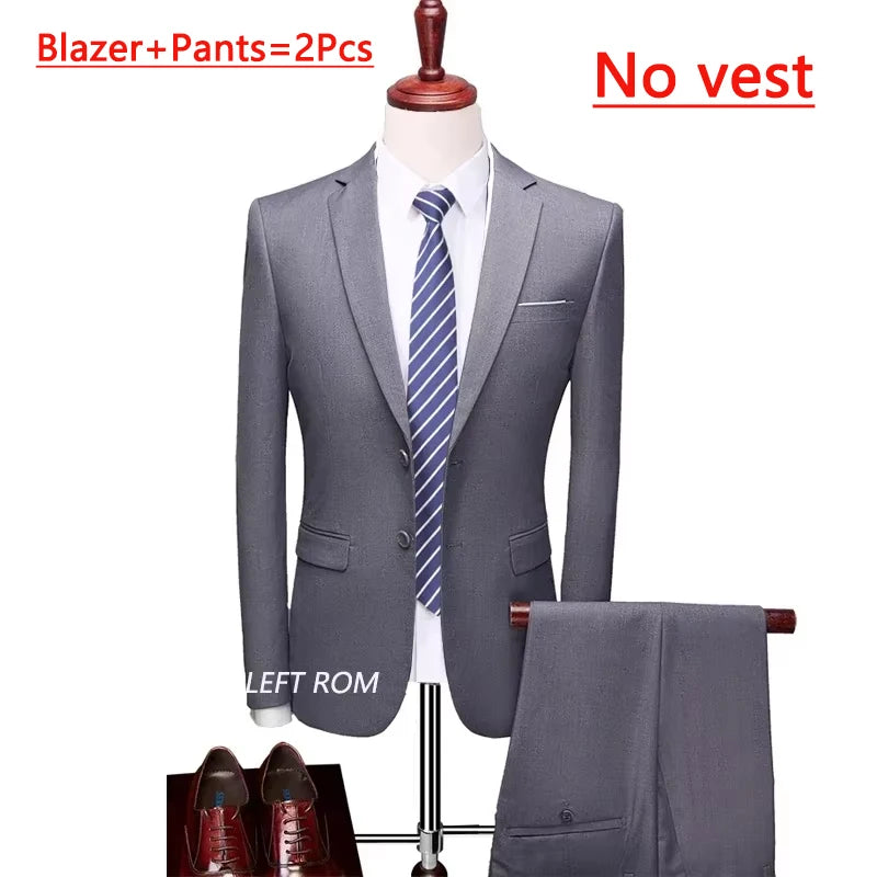 14 Farben M-6XL ( Jacke + Weste + Hose) High-End-Marke formale Business Herren Anzug dreiteiligen Bräutigam Brautkleid einfarbigen Anzug