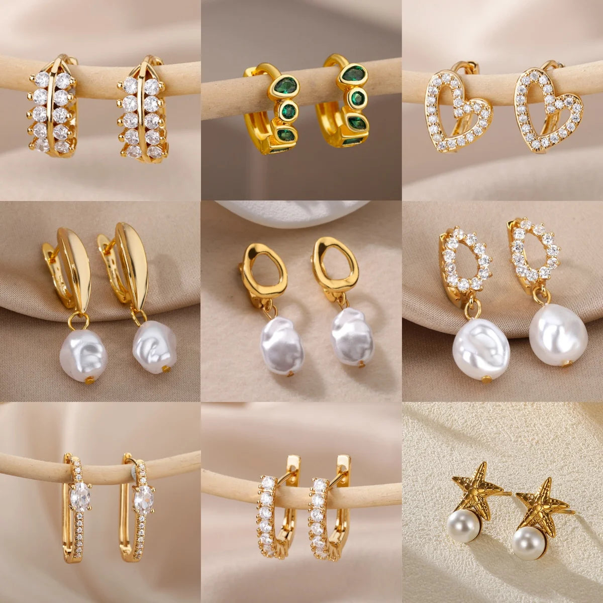 Klassische Imitation Perle Edelstahl Durchbohrte Ohrringe für Frauen Vergoldet Blatt Zirkonia Schmuck Retro Schmuck Kostenloser Versand