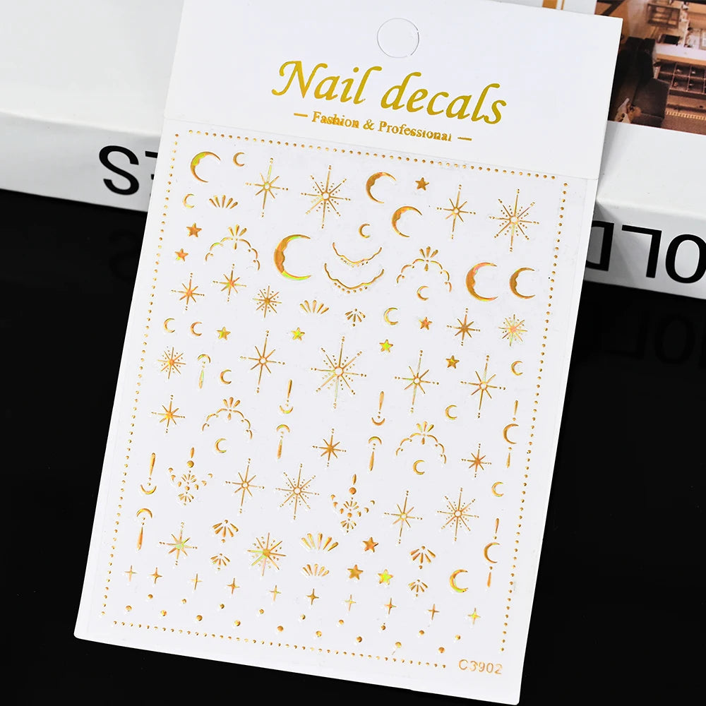 1Pc 3D Gold Silber Hohl Liebe Herz Nagel Aufkleber Weiß Schwarz Laser Herz Selbst-klebe Aufkleber Maniküre Dekoration spitze Sliders