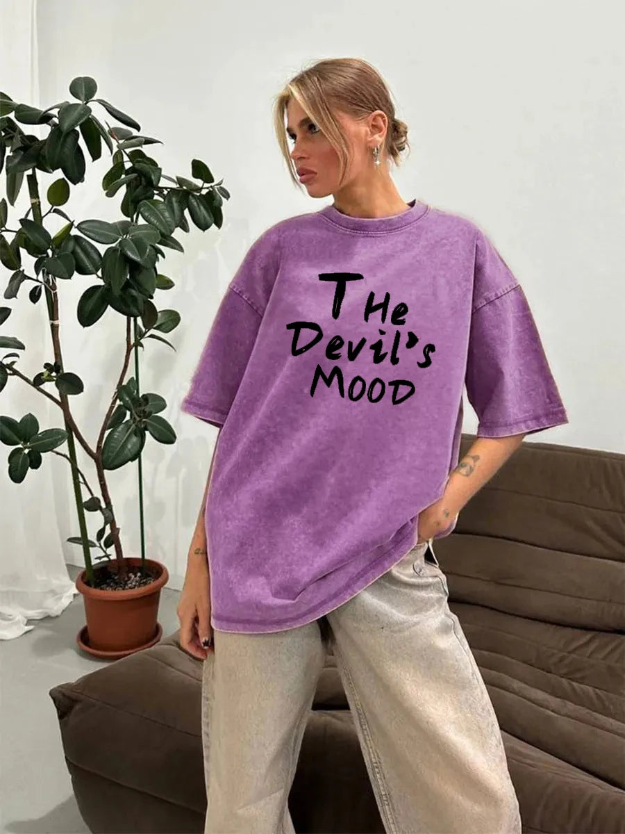 Rosa Brief Design Gewaschen T Shirt Frauen Vintage Baumwolle T-shirts Streetwear Weiche Mineral Tees Mädchen Lose Weibliche T Tops Y2k
