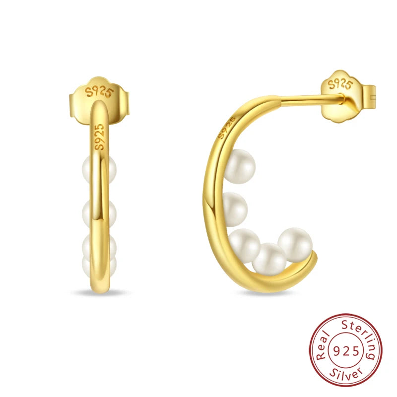 Luxus Goldene Muschel Seestern Perle Ohr Studs 925 Silber Schmetterling Herzförmige Anhänger Perle Ohrringe Für Frauen Partei Schmuck