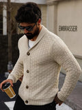 Herren-Strickjacke für Herbst und Winter, warm gestrickt, vorne offen, langärmelig, V-Ausschnitt, Pullover in einfarbiger Farbe für Herren