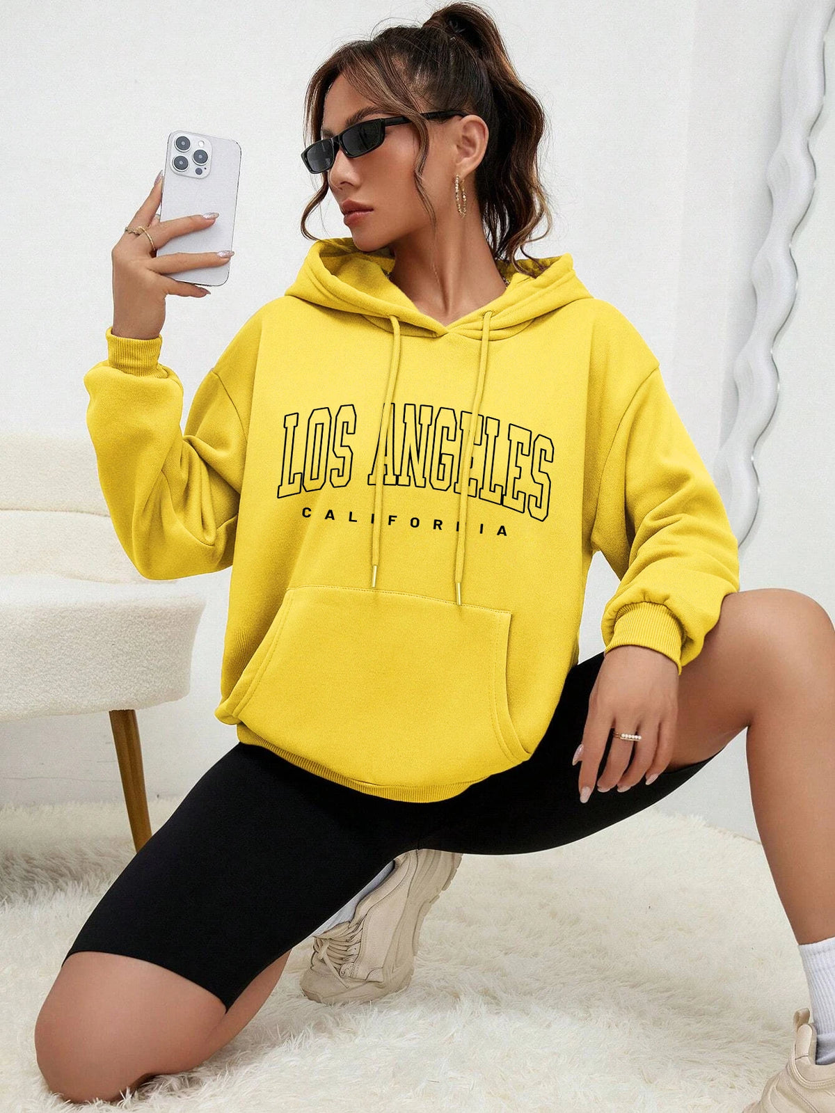 Los Angeles Kunst Brief Design Frauen Plus Größe Hoodies Amerikanischen Stil Casual Hoody Herbst Hip Hop Hoodie Frau Fleece Kleidung