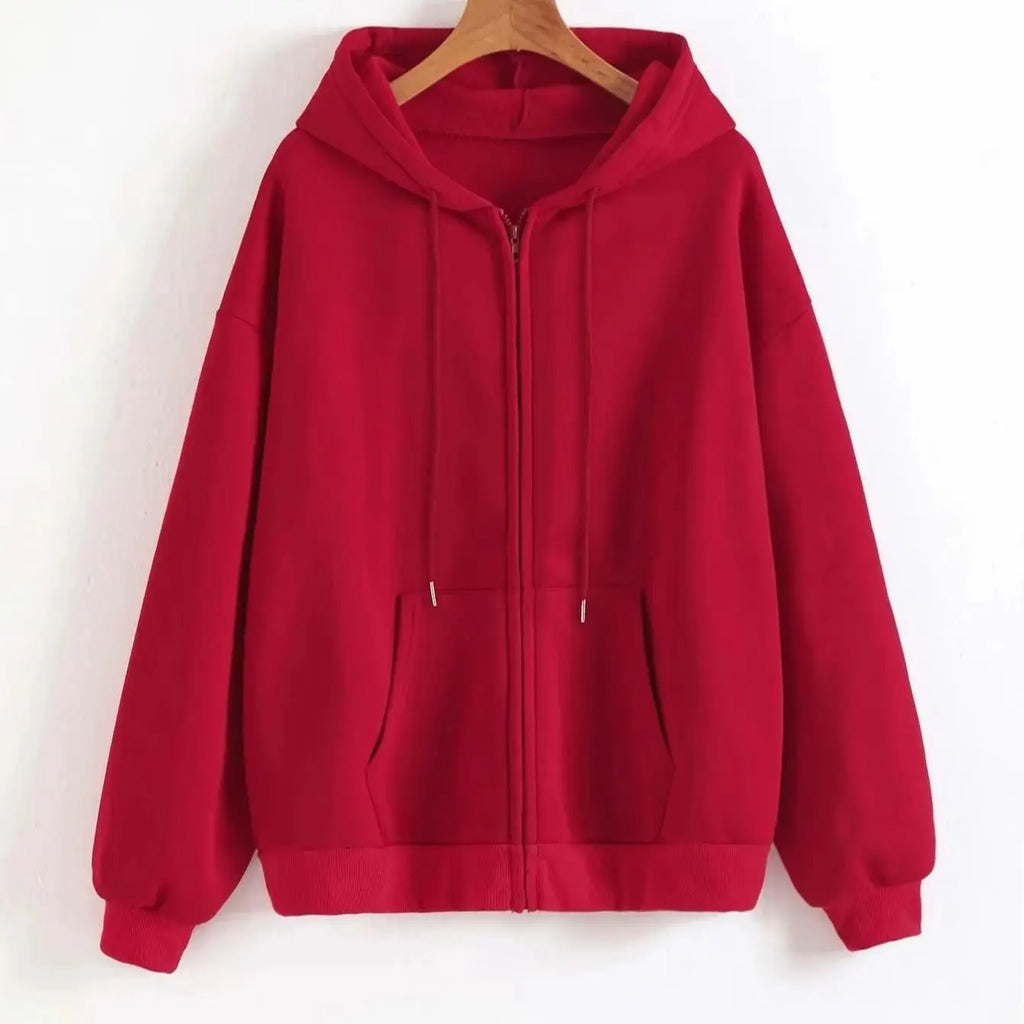 Einfarbige Damen-Kapuzenpullover mit Reißverschluss, Herbst, lässige Sportbekleidung, trendiger, bequemer, langärmeliger All-Match-Taschen-Kapuzenpullover