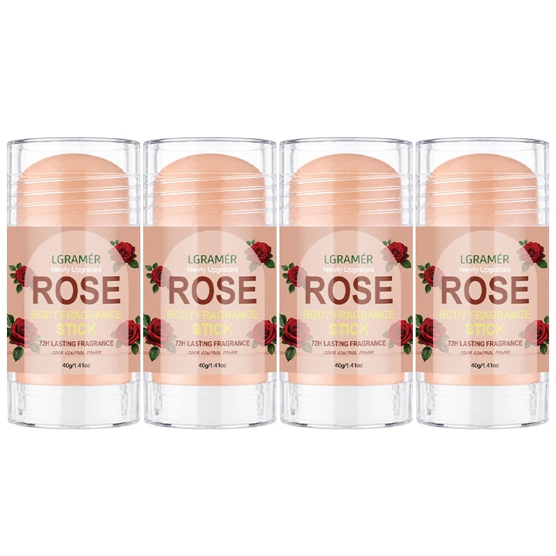 Rosen-Duft Deodorant Stick 72H Langanhaltender Duft Natürliche Pflanzenformel Glatter Nicht-Klebriger Geruchskontrollierender Körperbalsam für Täglichen Gebrauch
