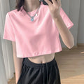 Sommer Mode frauen Kleidung Top Y2K lose Kurzarm T-shirt Sexy Einfarbig Straße Frauen Crop Top
