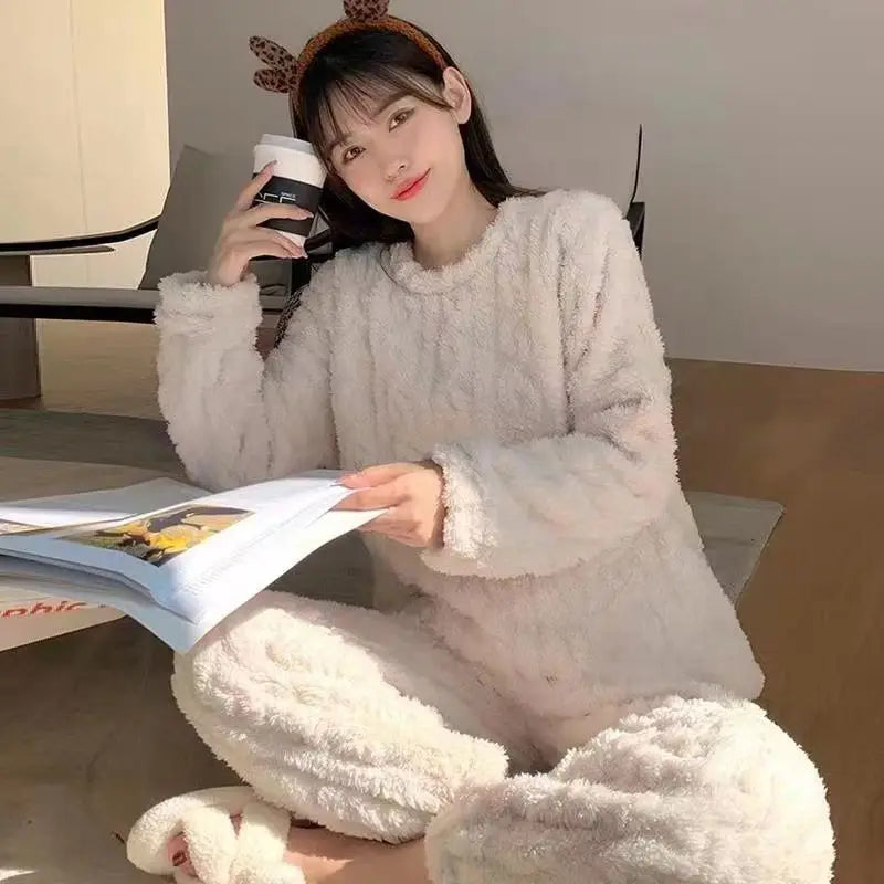 Frauen Korallen Fleece Nachtwäsche Herbst Winter Verdickt Warme Lose Lange Robe Pyjamas Homewear Casual Oberbekleidung Nachthemd