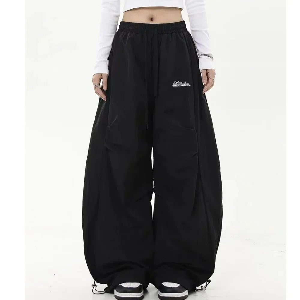 Retro Y2K Hip Hop Streetwear Casual Chic Passende Sweatpant Oversize frauen Breite Bein Hose Niedrige Taille Kordelzug Dame Cargo Hosen
