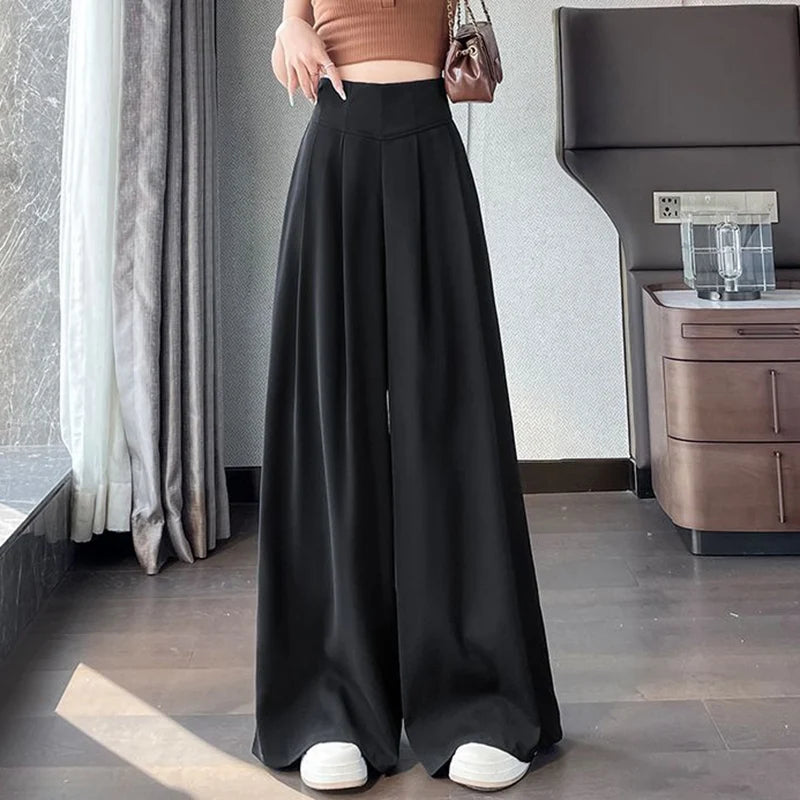 Neue Dame Hohe Taille Hosen Weibliche Klassische Anzug Breite Bein Hosen Frauen Koreanische Mode Komfortable Baggy Hosen