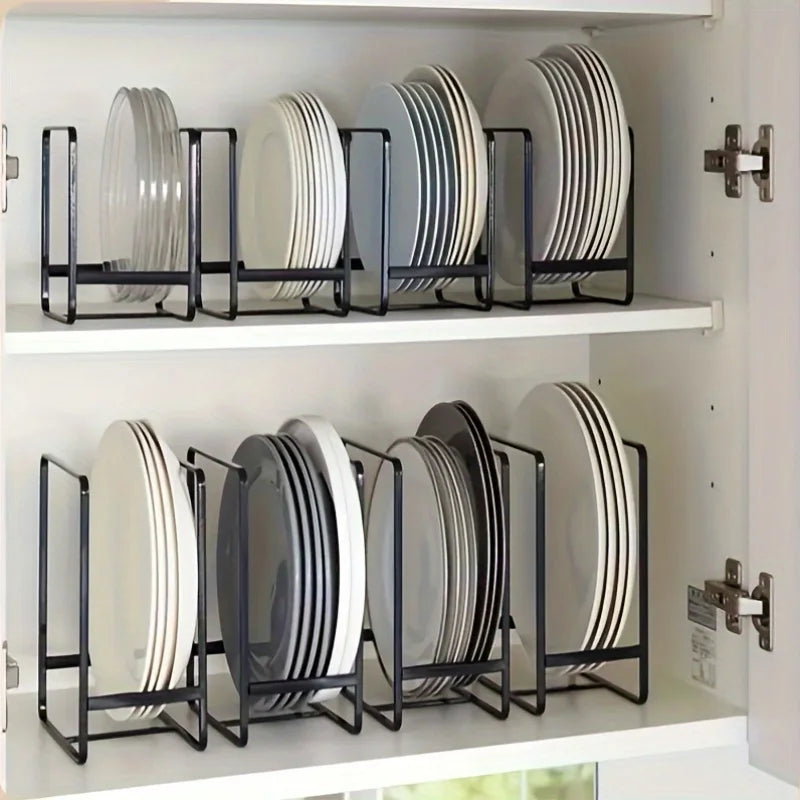1 Stück Elegantes Metall-Geschirrregal-Set, Platzsparender Mehrstufiger Organizer, Teller- und Besteckhalter, Ausziehbares Design, Küchenaufbewahrung