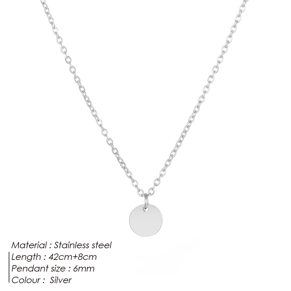 EManco Damen Einfache Runde Anhänger-Halskette Edelstahl Schlüsselbein-Kette Lange Kette Modeschmuck Statement Geschenk für Mädchen