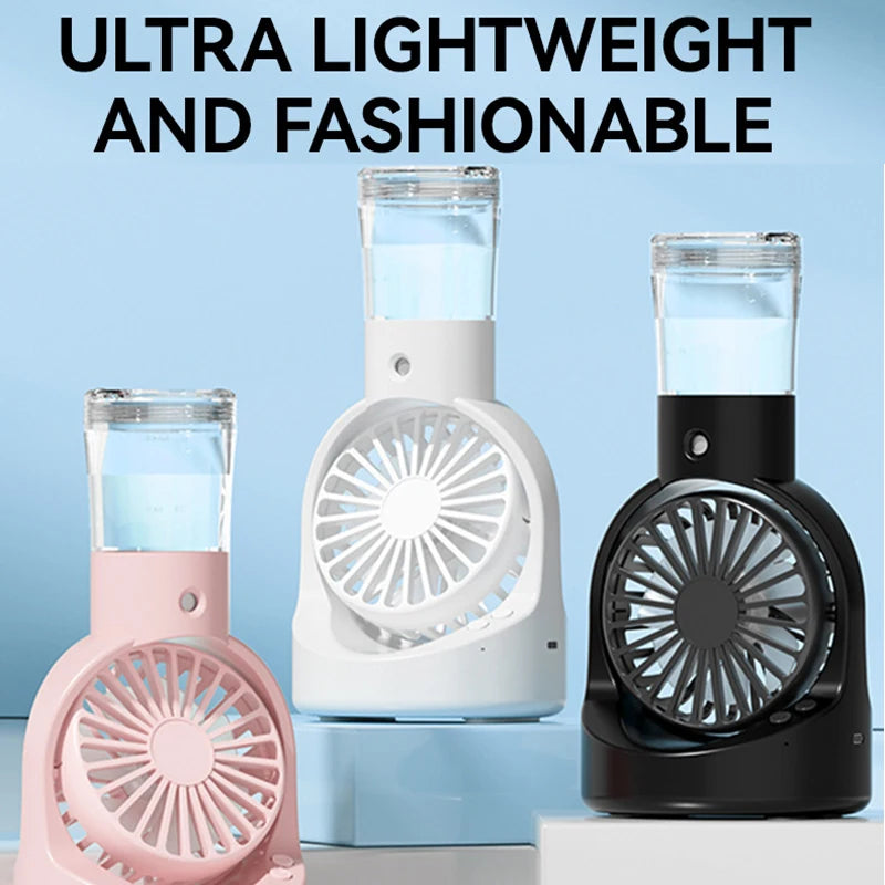 Lenovo Mist Spray Mini-Ventilator, tragbarer Handventilator, extrem lange Akkulaufzeit, feuchtigkeitsspendender, kühlender, temperaturreduzierender Desktop-Ventilator