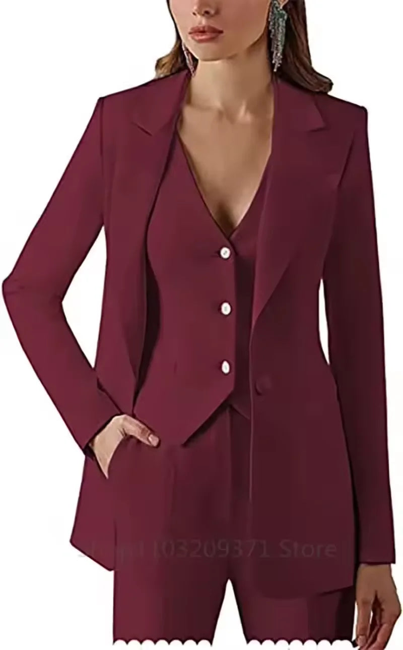 Eleganter schwarzer Damenanzug, schmale Passform, langärmlig, mit Reverskragen, lässige Business-Kleidung, professionelles Damen-Arbeitsoutfit, 3-teilig