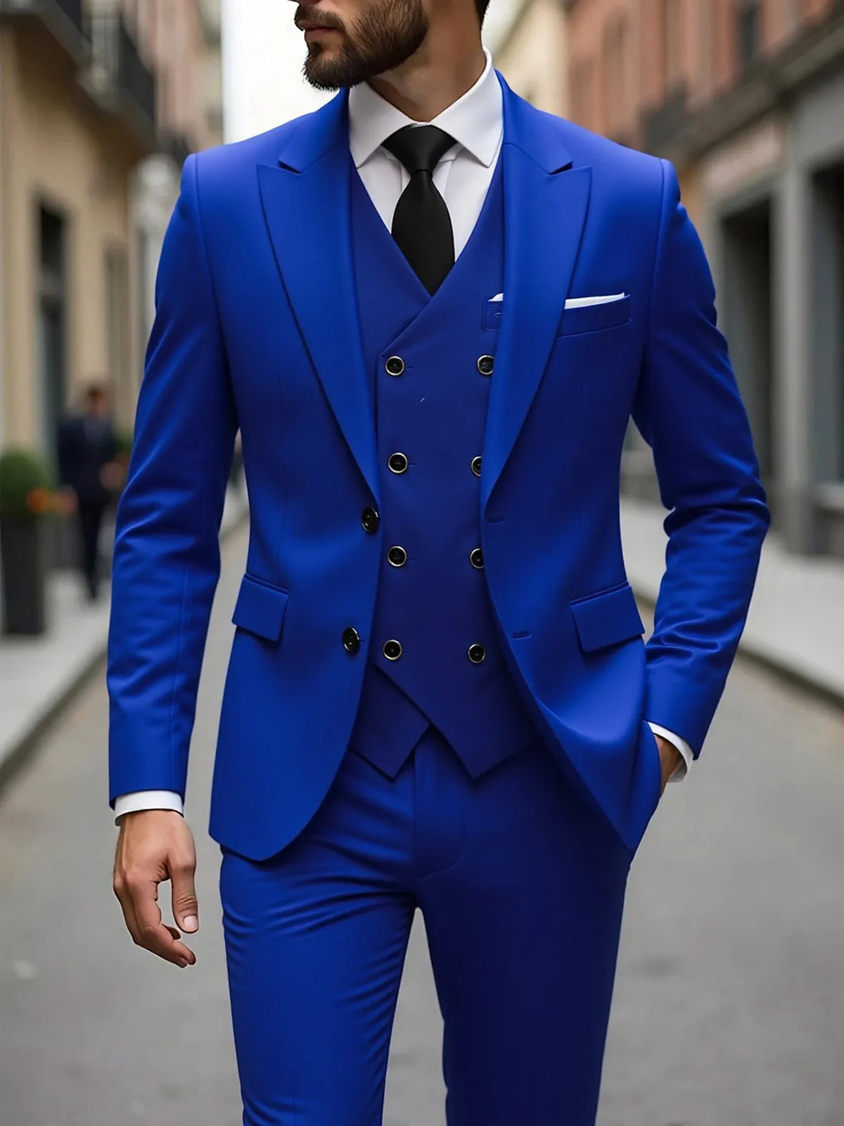 Klassische Hochzeitsanzüge Slim Fit für Bräutigam 3-teiliger Anzug für Trauzeugen Formelle Herrenanzüge für Geschäftsanlässe (Jacke+Weste+Hose)