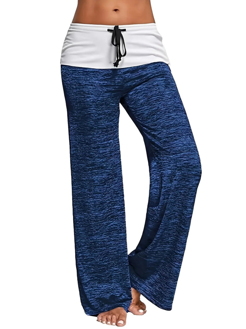 Plus Größe 1XL-5XL Damen Casual Lose Kordelzug Spleißen Hosen Mode Breites Bein Stretch Yoga Hosen