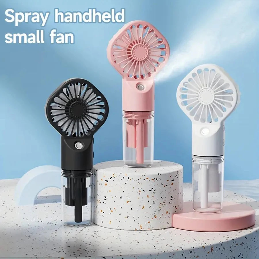 Tragbarer Handventilator - USB-aufladbarer Mini-Luftbefeuchter-Ventilator, geeignet für Reisen und den Außeneinsatz als Handventilator.