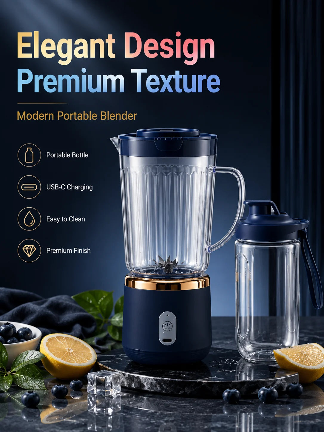 Lebensmittelechter 800ml kabelloser Mixer mit 1500mAh Akku, 6 Klingen, Fruchtentsafter-Becher, 30W tragbarer Smoothie-Mixer für Shakes und Getränke.