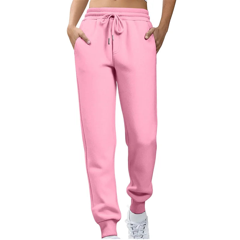 2026 Frühling Herbst Damen Gerade Hosen Mode Einfarbige Hosen mit Kordelzug Große Größen Schlanke Freizeithosen Damen Jogginghosen